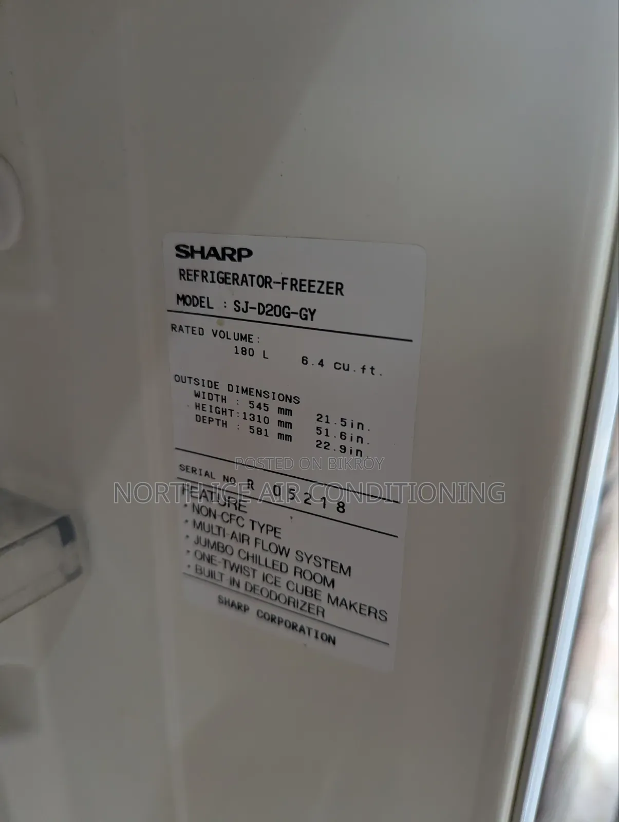 Sharp Mini Fridge 180 Ltr.