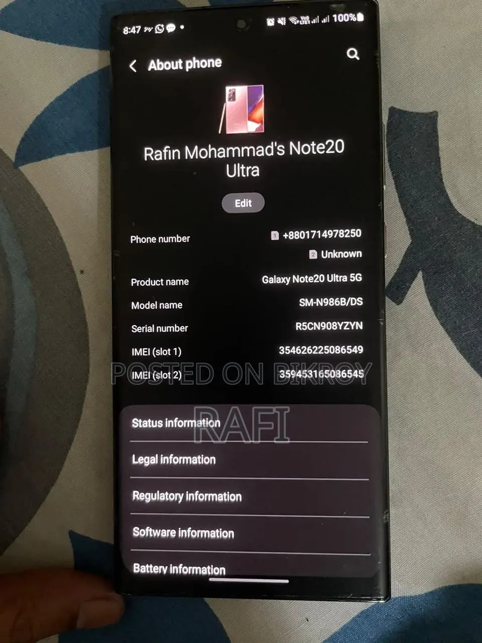 Samsung Galaxy Note 20 Ultra 5G 256 GB Black
