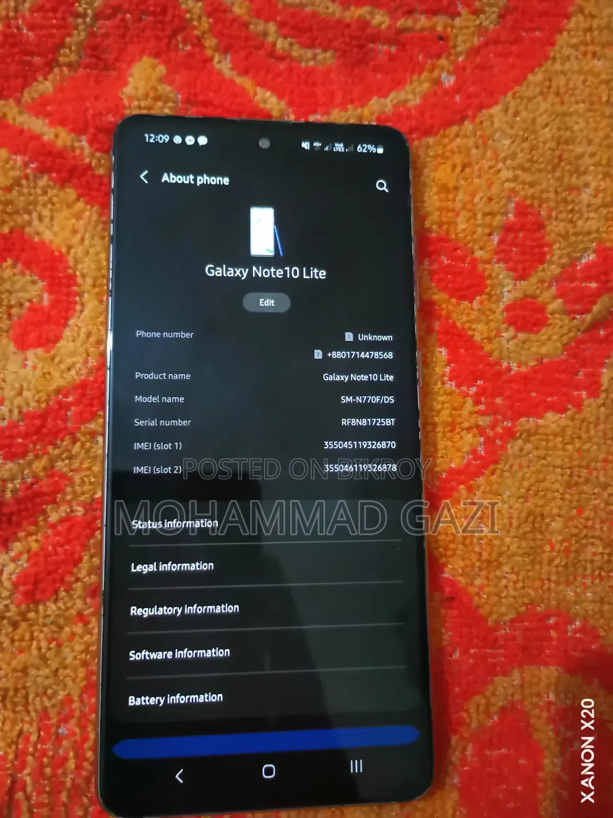 Samsung Galaxy Note 10 Lite 128 GB Gray