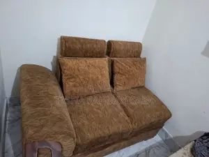 Teak Wood Framed L Shape 6 Seat Sofa