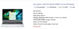 Laptop Acer Aspire 3 8GB Intel Celeron SSD 500GB