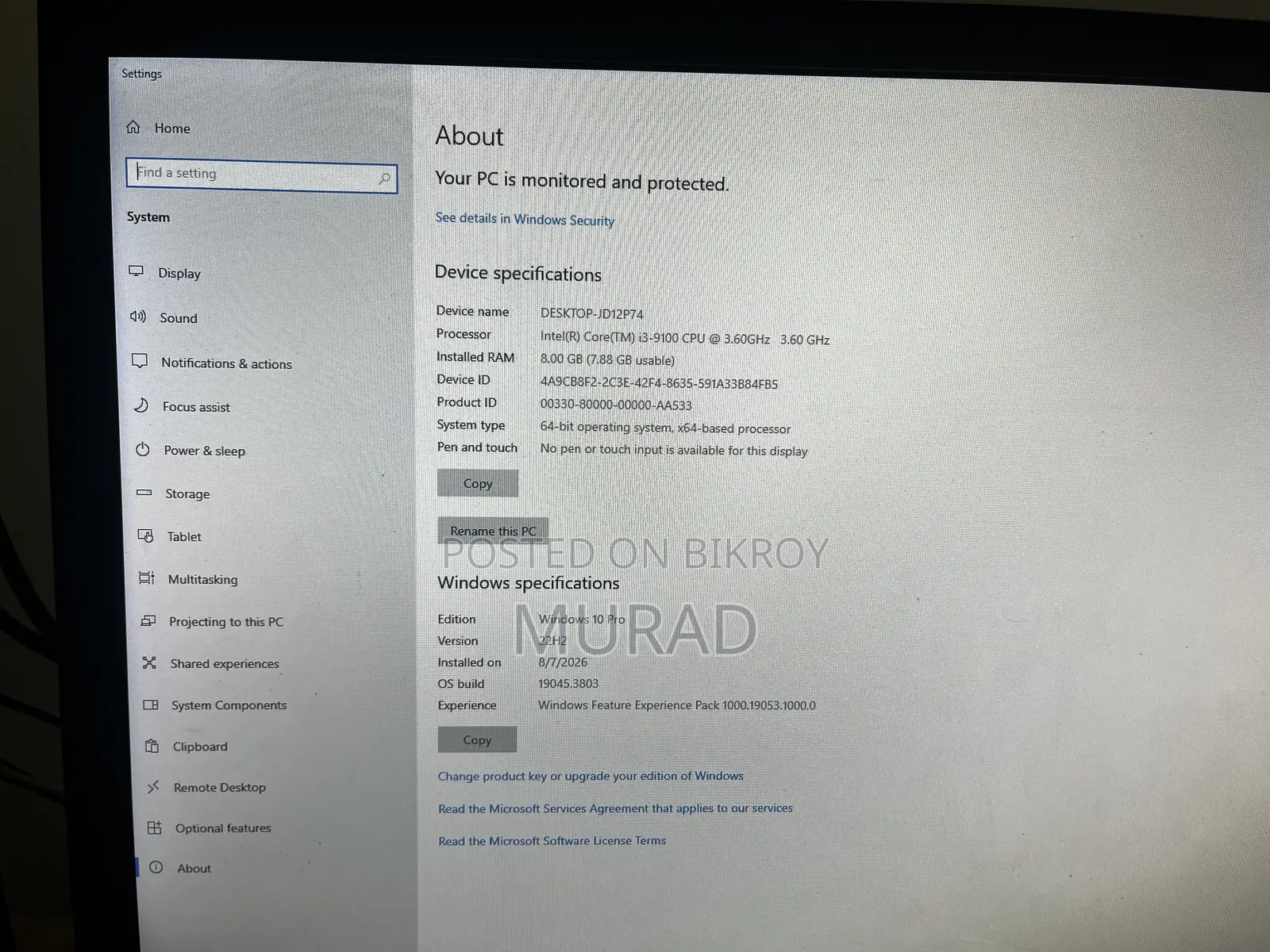 Desktop Computer 8GB Intel Core I3 HDD 500GB