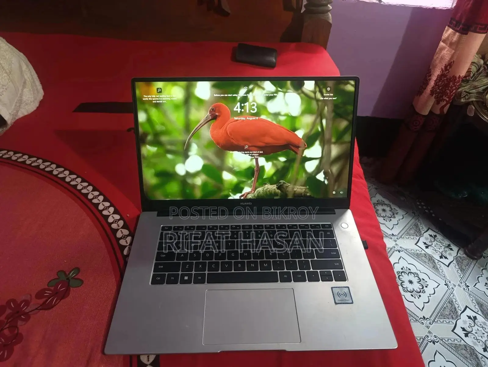 ল্যাপটপ হুয়াওয়ে মেটবুক ডি ১৫ ৮জিবি ইন্টেল কোর আই৩ এসএসডি ২৫৬জিবি
