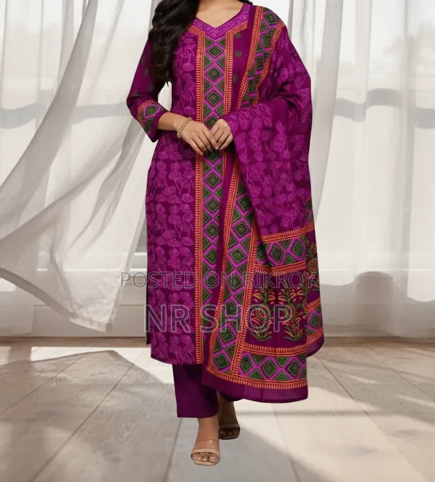 VIP Cotton Voile Block Print Three Piece – Elegant Collection