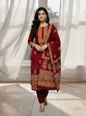 VIP Cotton Voile Block Print Three Piece – Elegant Collection