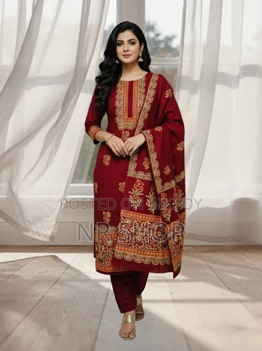 VIP Cotton Voile Block Print Three Piece – Elegant Collection