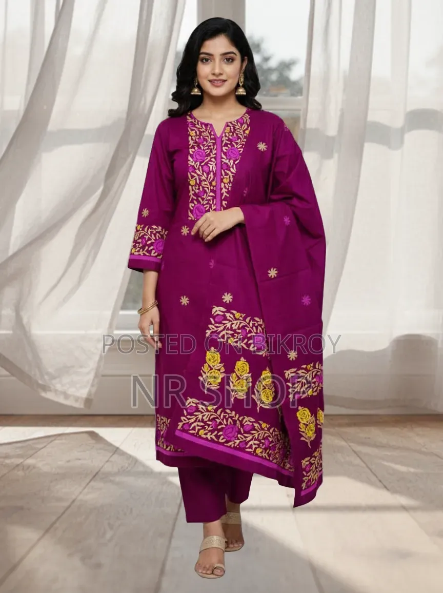 VIP Cotton Voile Block Print Three Piece – Elegant Collection