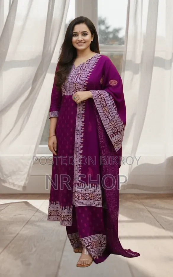 VIP Cotton Voile Block Print Three Piece – Elegant Collection