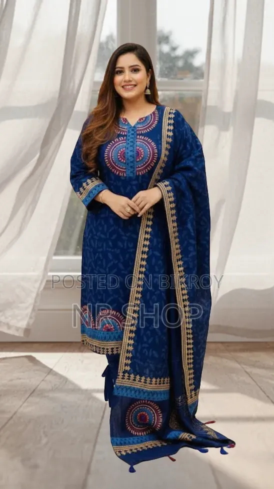 VIP Cotton Voile Block Print Three Piece – Elegant Collection