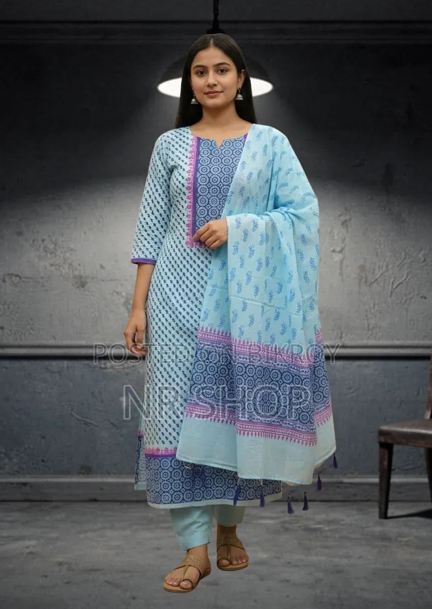 VIP Cotton Voile Block Print Three Piece – Stylish Collection