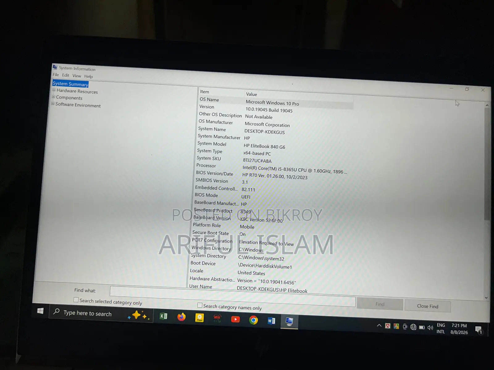 Laptop HP EliteBook 840 G6 8GB Intel Core I5 SSD 256GB