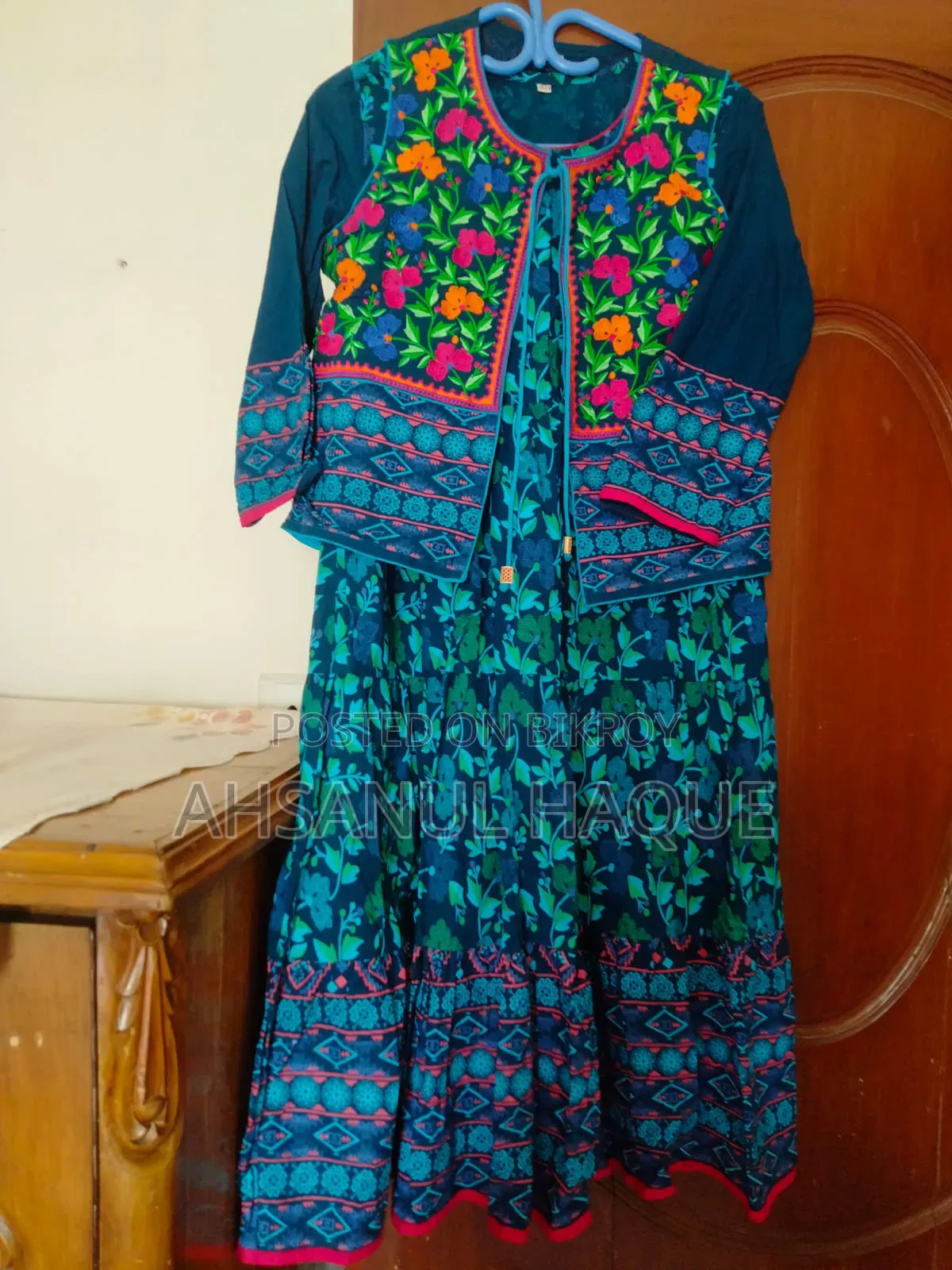 Embroidered Koti Dress on Block Print