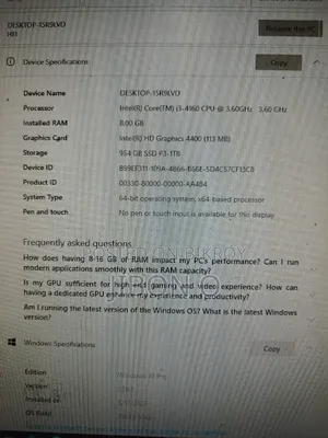 Desktop Computer 8GB Intel Core I3 SSD 1T