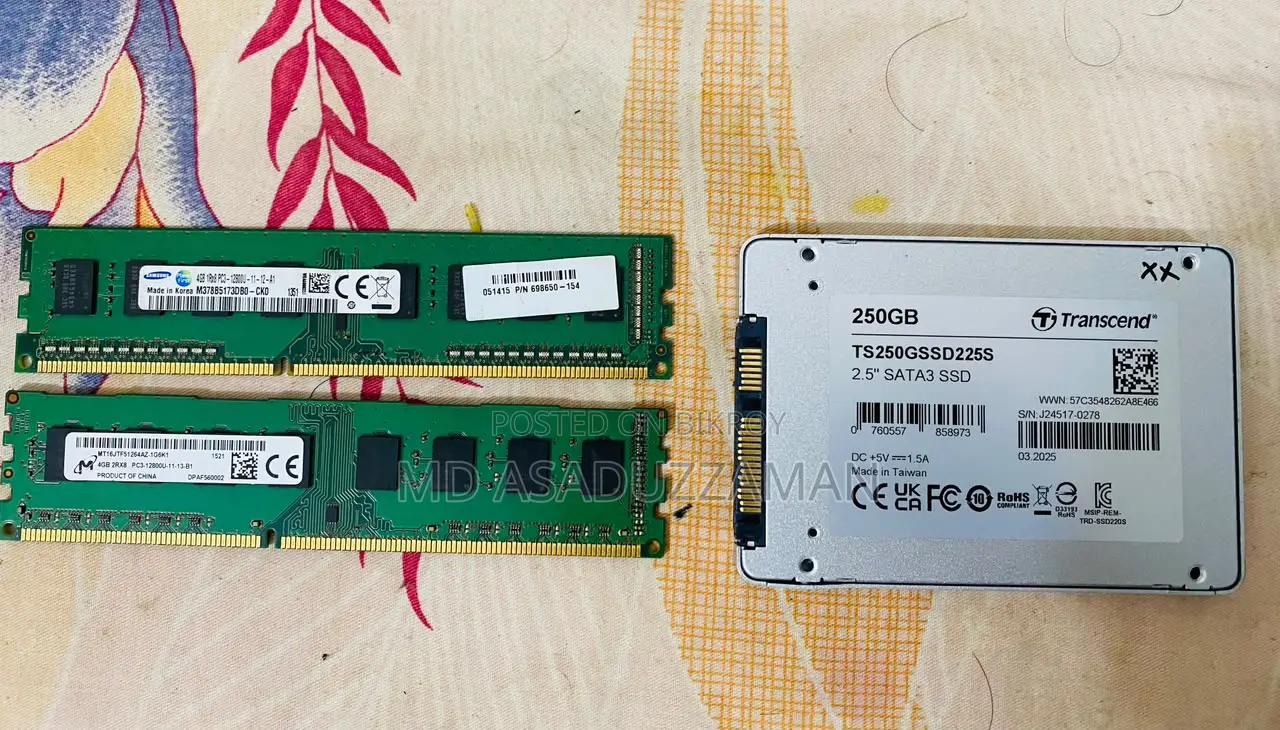Transcend 250gb SSD Samsung HP Ram 8 Gb