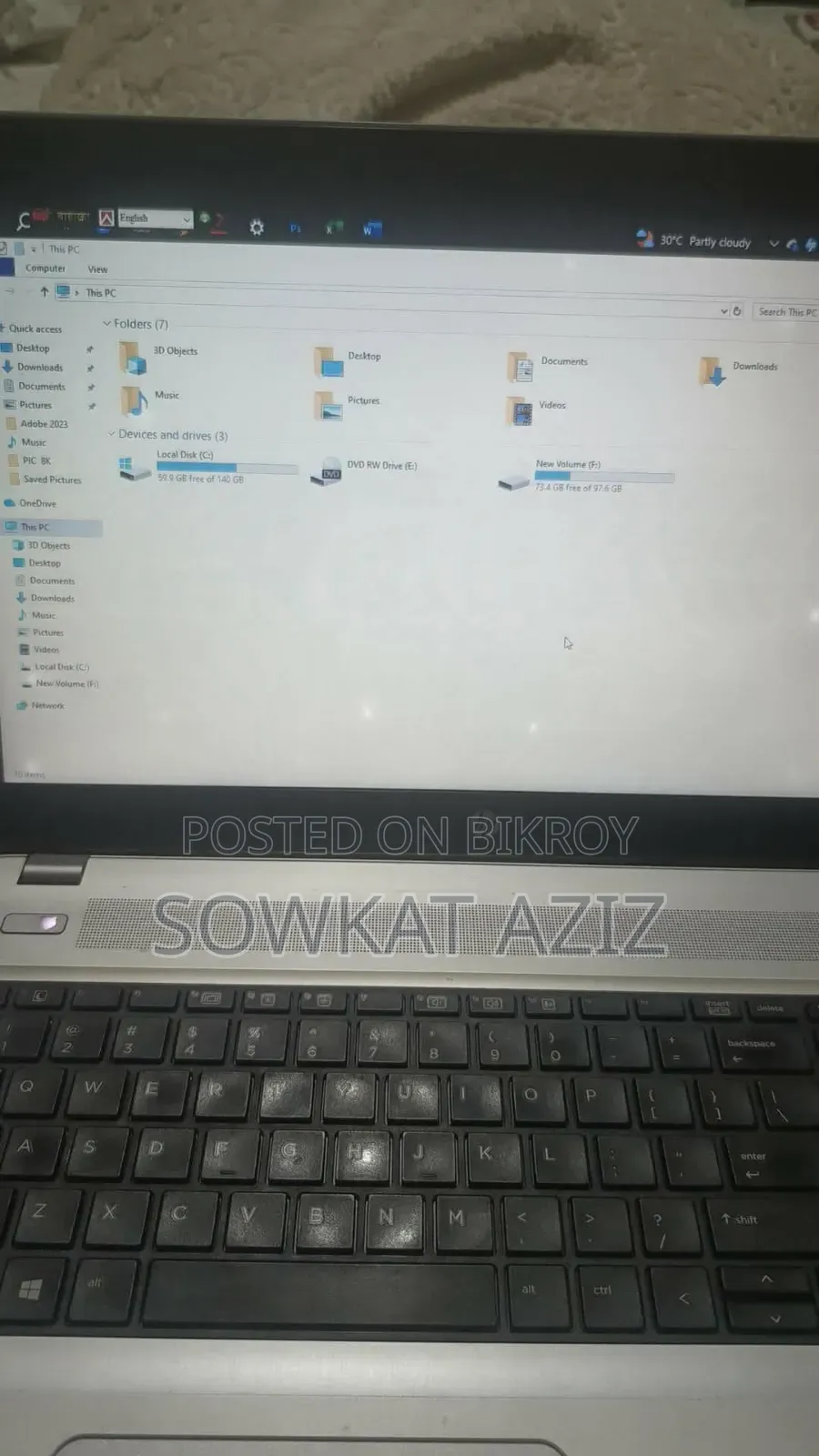 Laptop HP ProBook 450 G4 256GB Intel Core i7 Solid State Drive 256GB