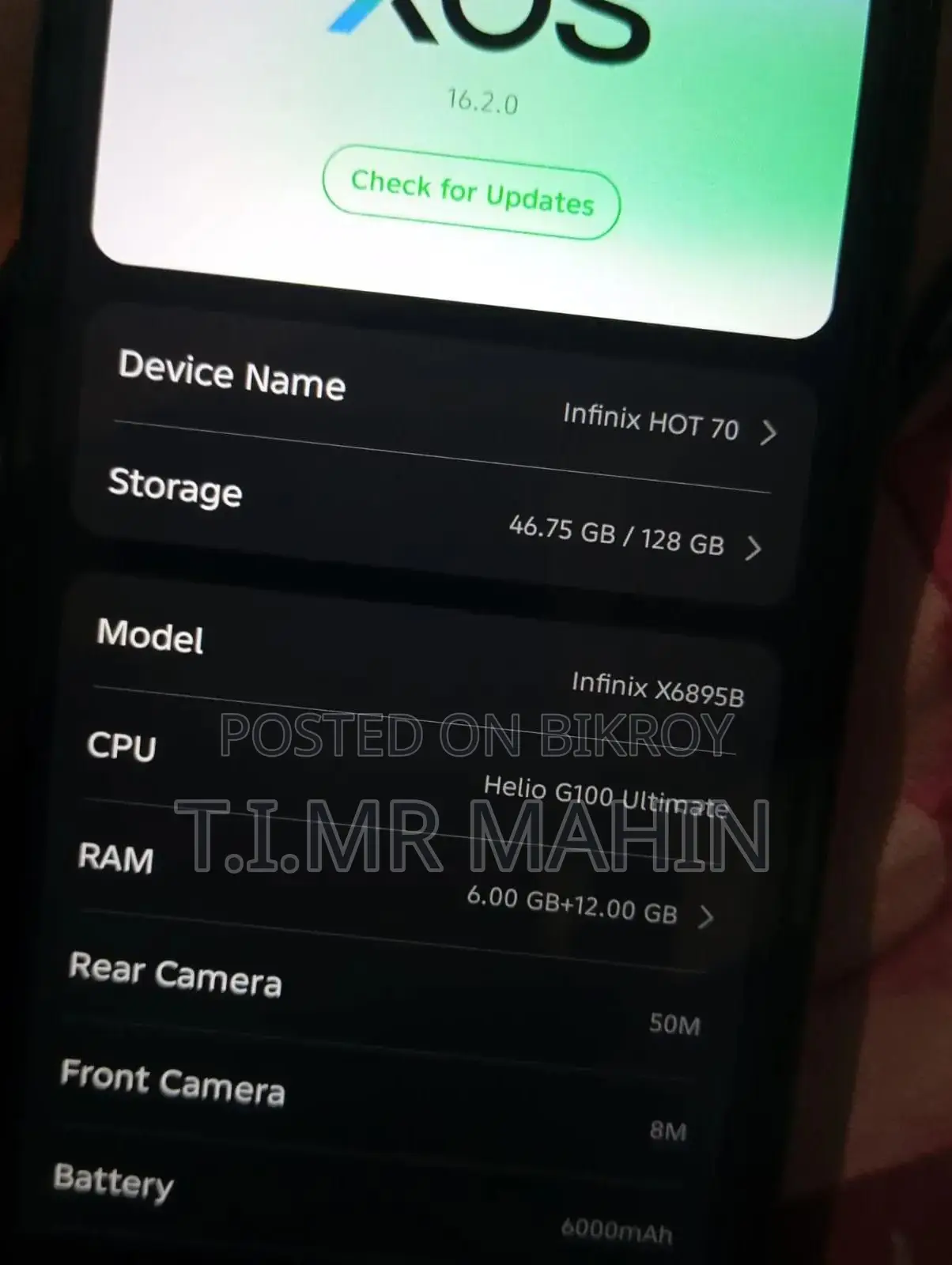 New Infinix Hot 70 128 GB
