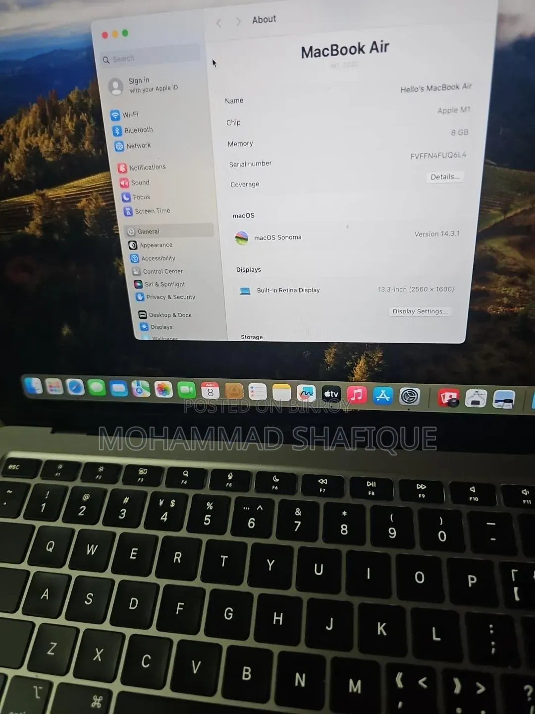 Laptop Apple MacBook Air 2020 M1 8GB Apple M1 Pro SSD 256GB