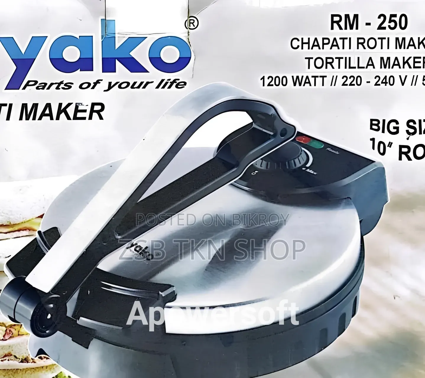 Miyako RM-250 Electric Roti Maker 10 Inch Non-Stick Chapati Maker