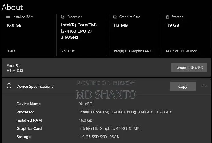 Gigabyte GA-H110MSTX-HD3-ZK 16GB Intel Core i3 SSD 128GB