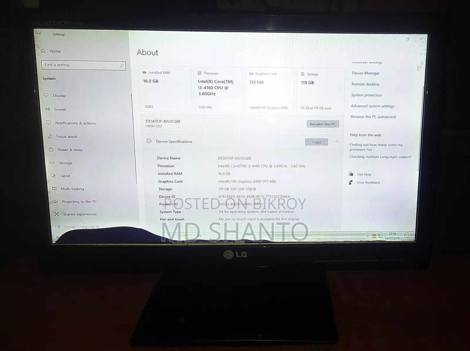 Gigabyte GA-H110MSTX-HD3-ZK 16GB Intel Core i3 SSD 128GB