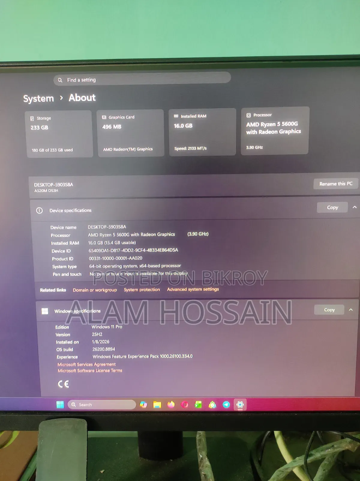 Desktop Computer Gigabyte GB-BKi3A-7100 16GB AMD Ryzen 5 SSD 256GB