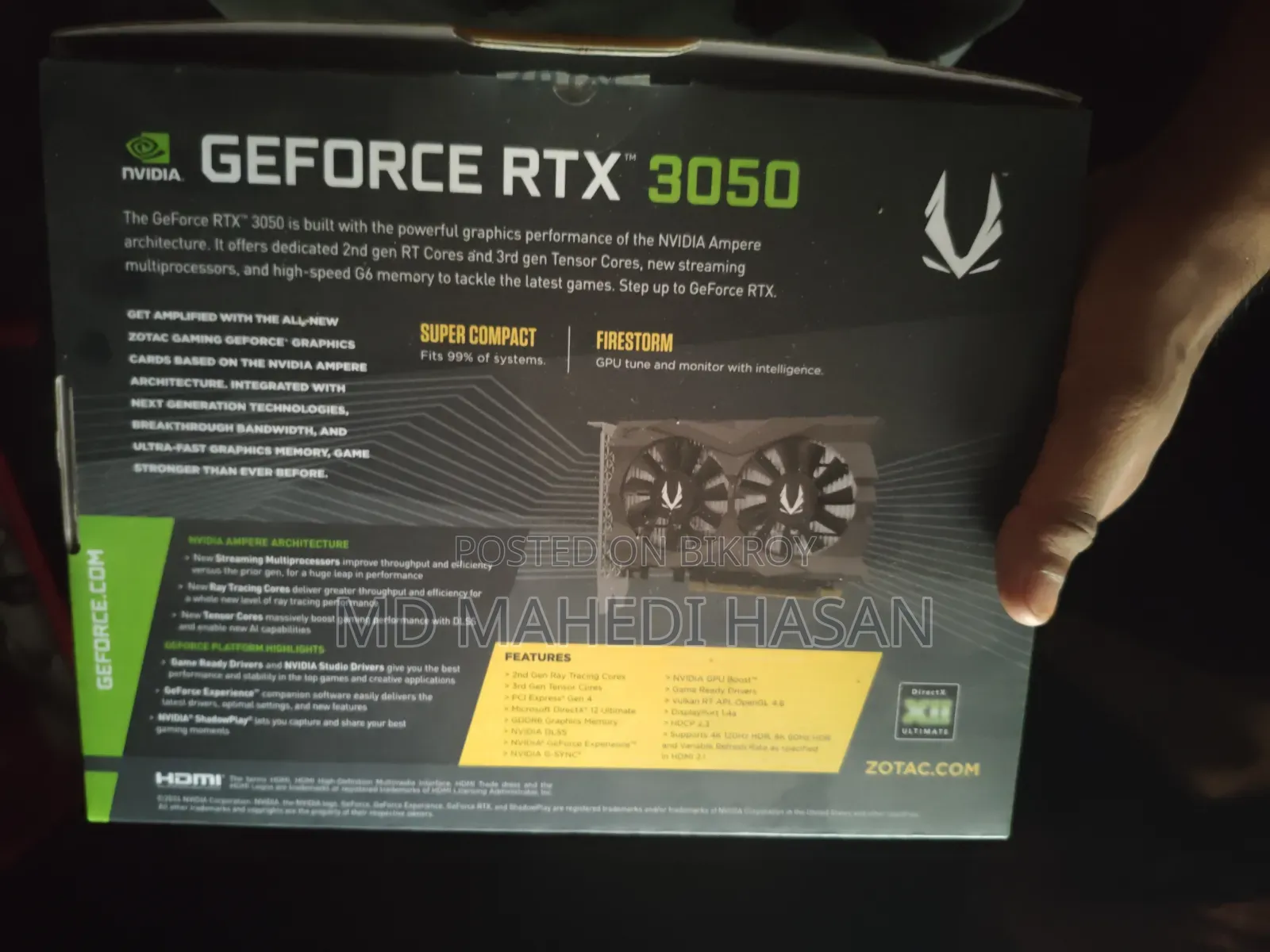 ZOTAC RTX 3050 Twin Edge OC 6GB GDDR6 | 2 Months Used | Warranty