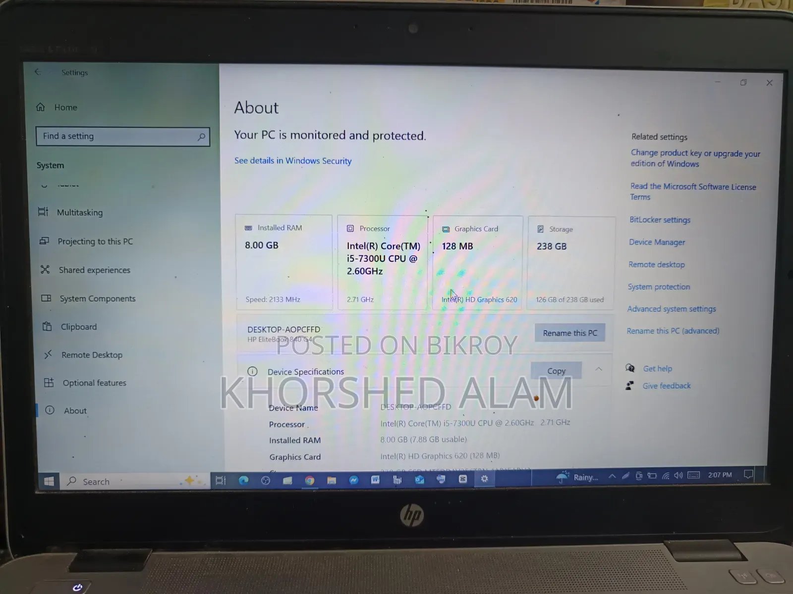 Laptop HP EliteBook 840 G4 8GB Intel Core i5 SSD 256GB
