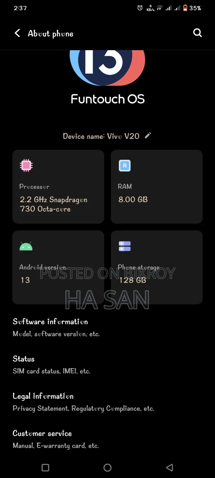 Vivo V20 128 GB