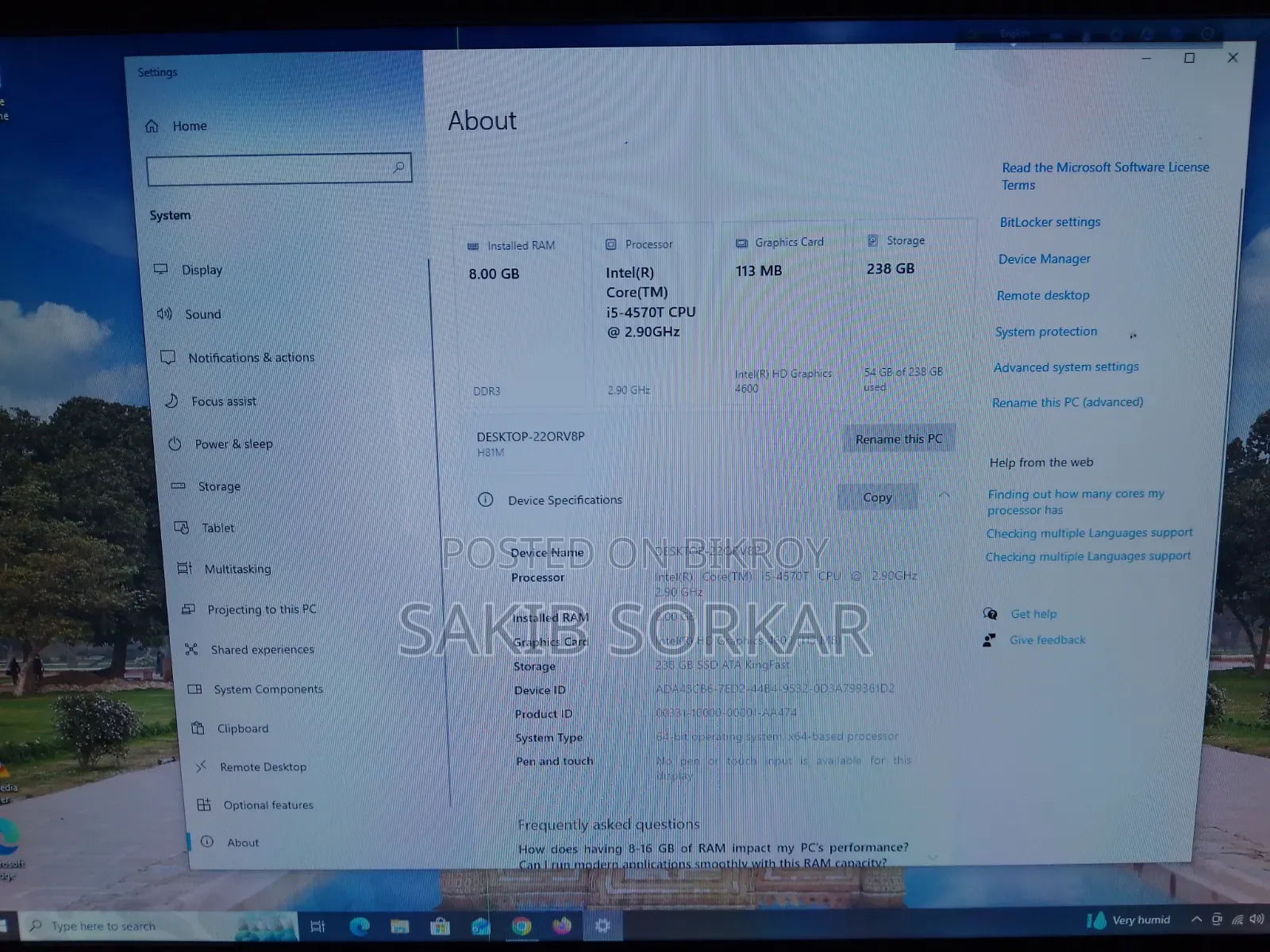 New Desktop Computer 8GB Intel Core I5 SSD 250GB