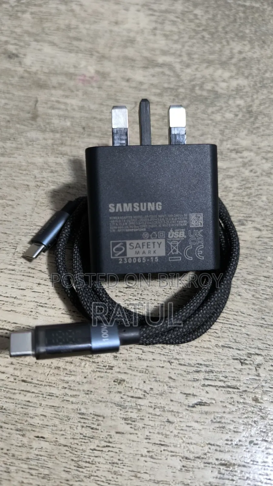 Samsung 25W Original Adapter + Oraimo 100W Fast Cable