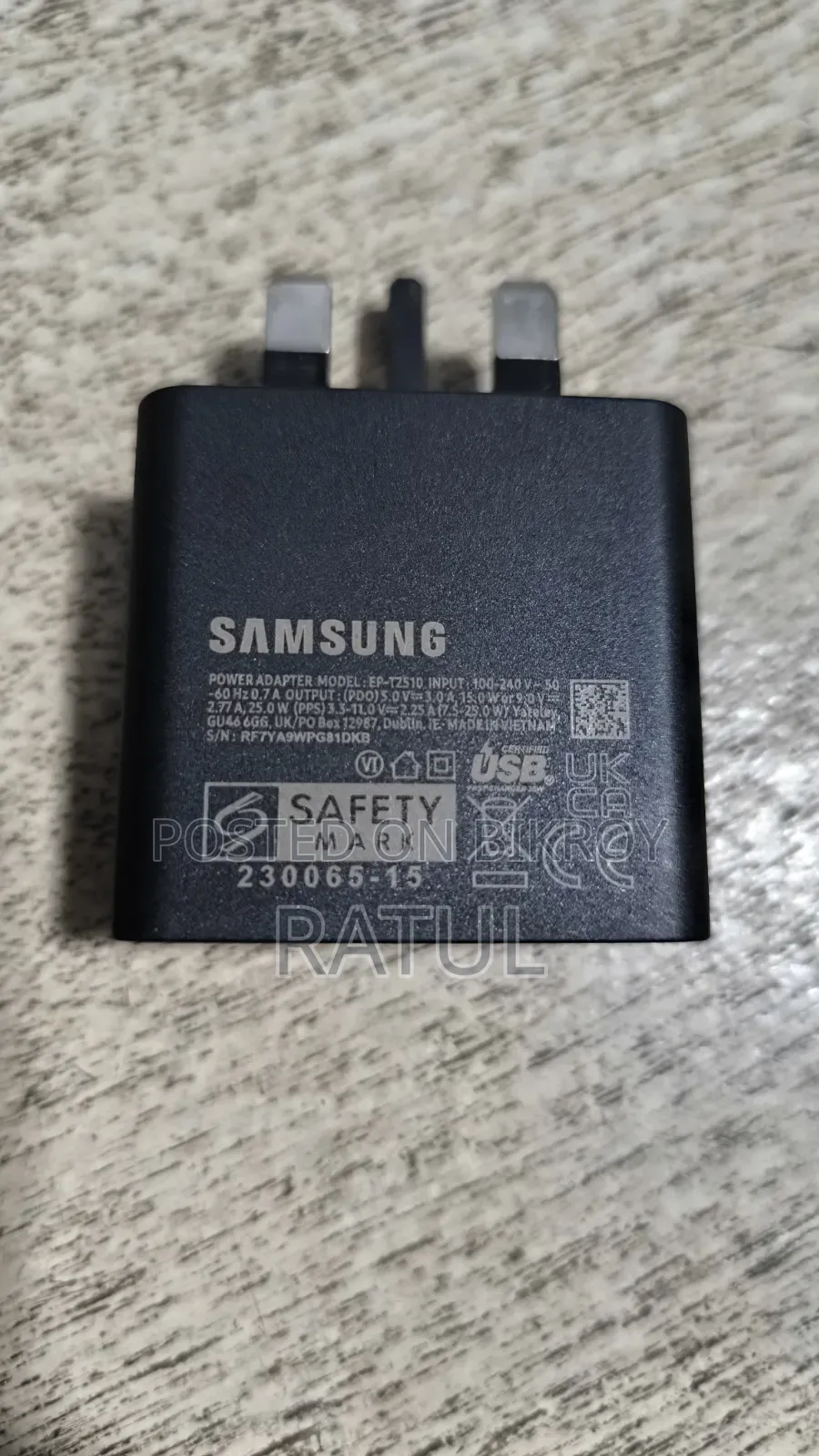 Samsung 25W Original Adapter + Oraimo 100W Fast Cable