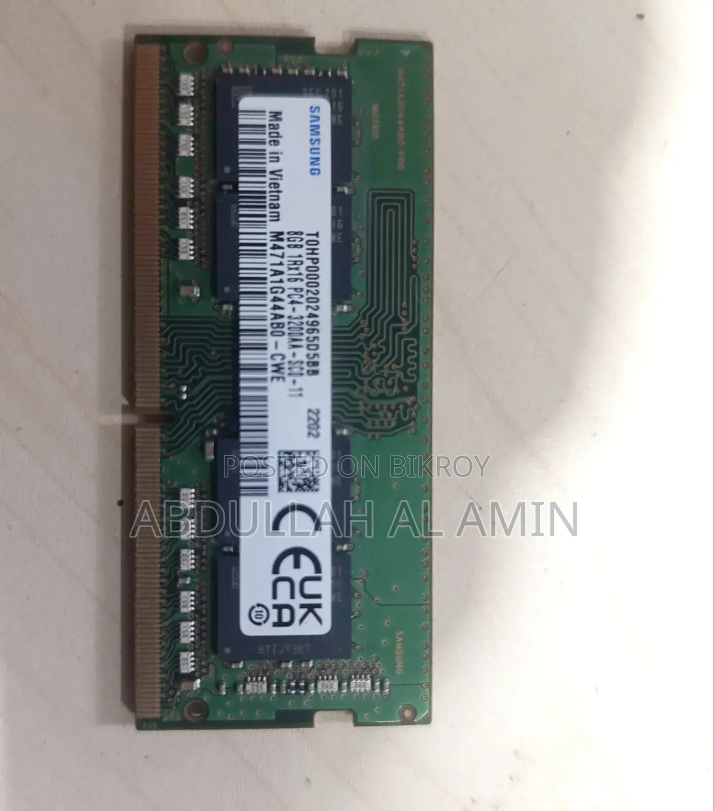 Samsung 8gb Ddr4 Laptop Ram 3200mhz (So-Dimm)