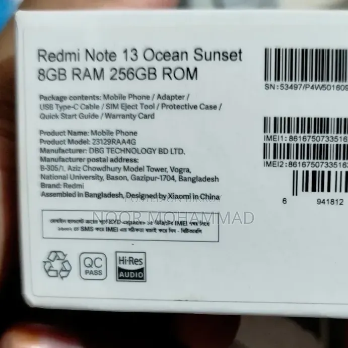 Xiaomi Redmi Note 13 256 GB Rose Gold