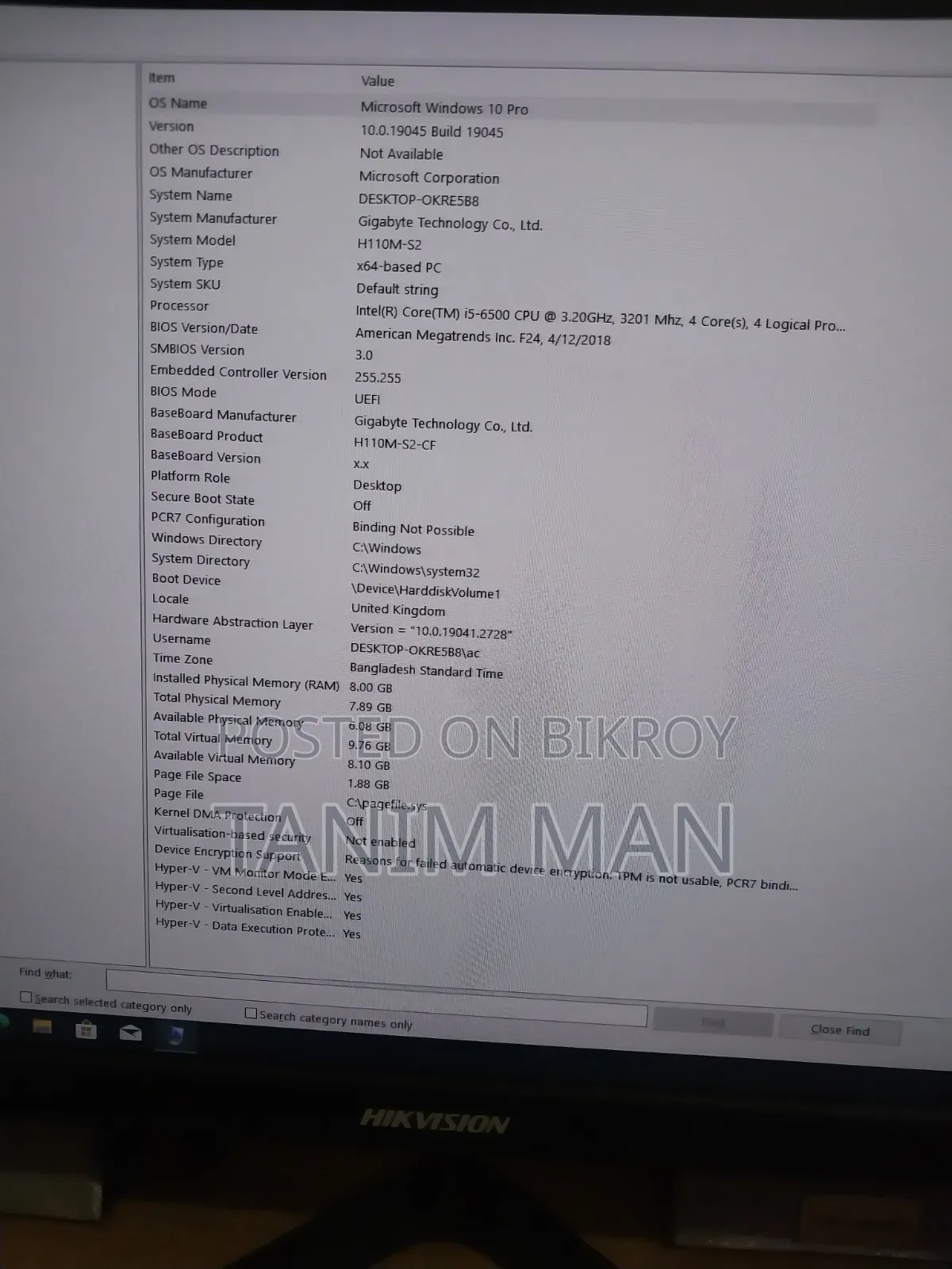 Gigabyte GA-H110MSTX-HD3-ZK 8GB Intel Core i5 HDD+SSD 128GB