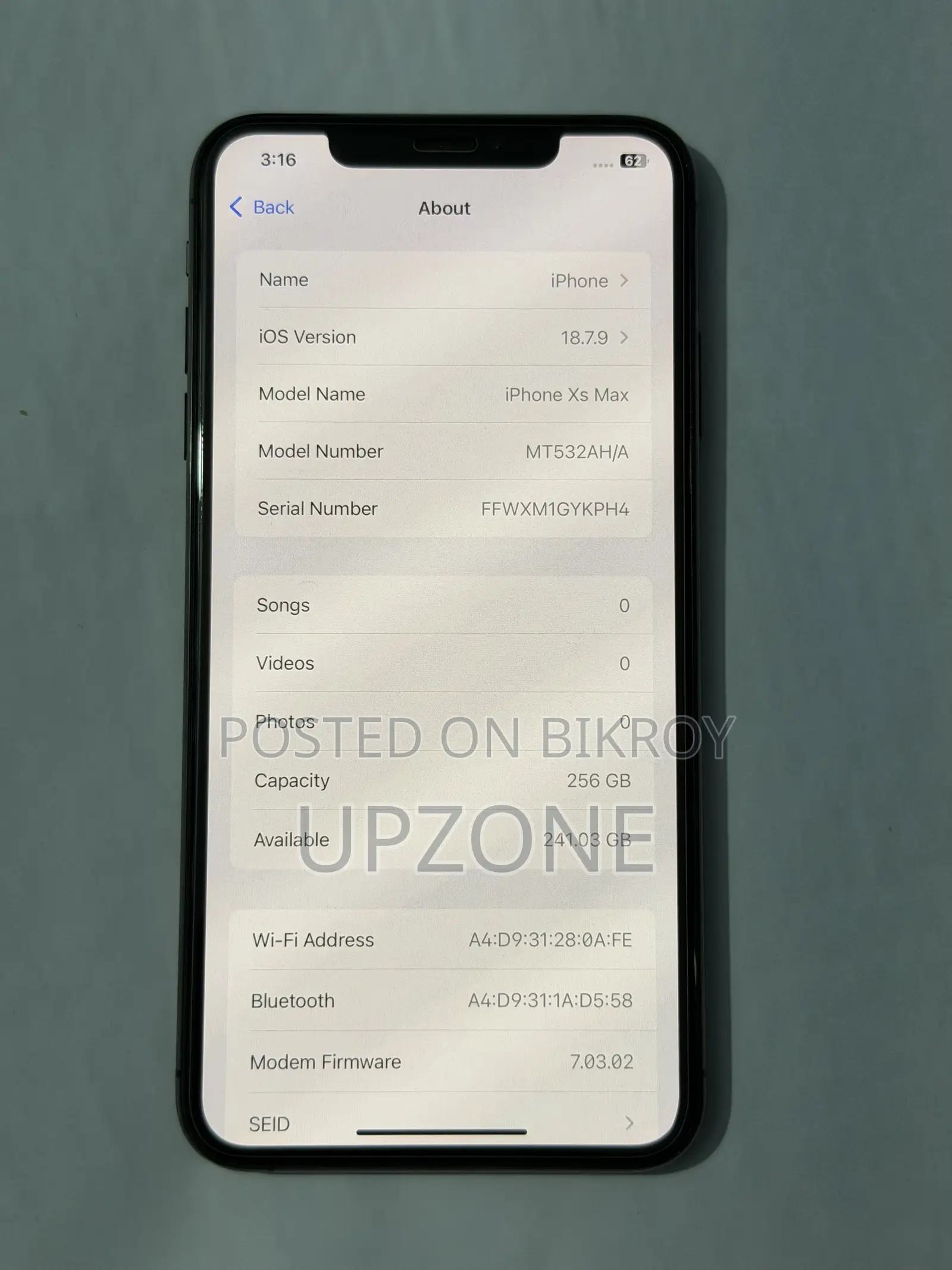অ্যাপল আইফোন এক্সএস ম্যাক্স ২৫৬ জিবি ব্ল্যাক