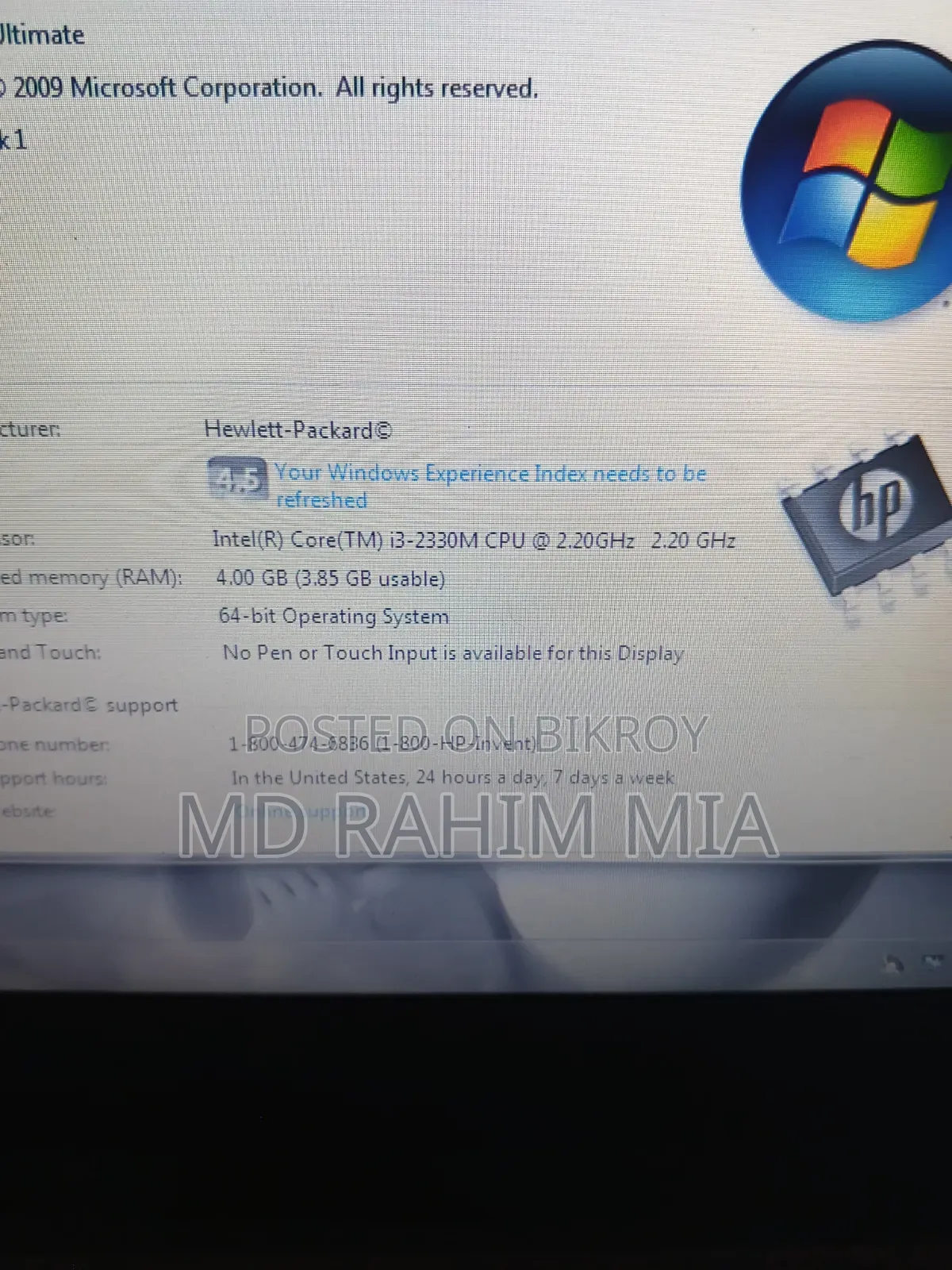 Laptop HP Compaq Presario CQ43 4GB Intel Core i3 HDD 500GB