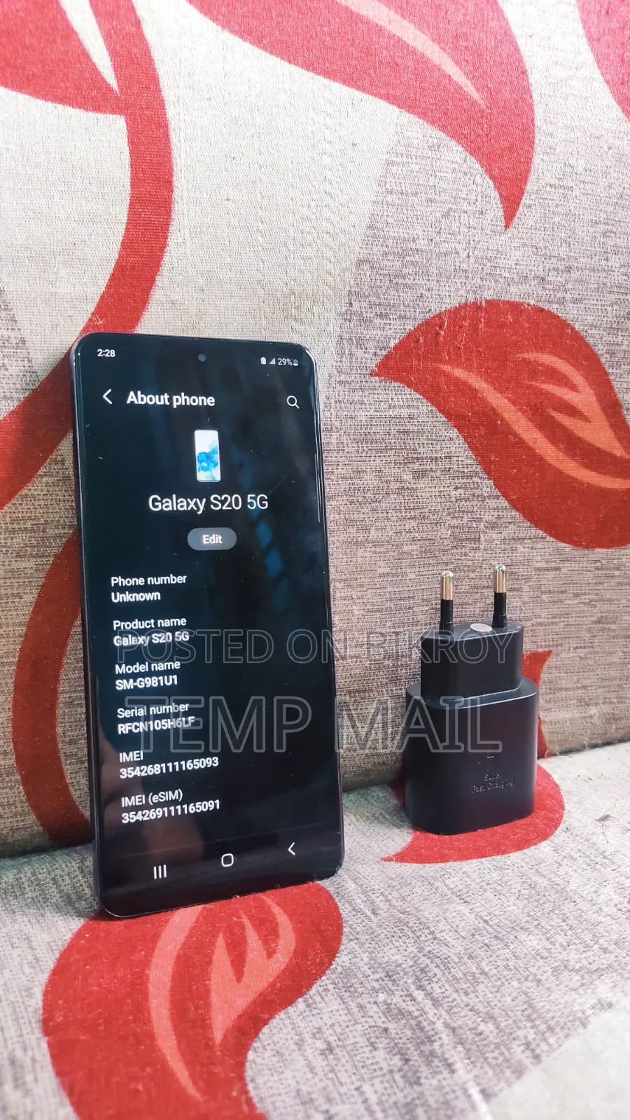 Samsung Galaxy S20 5G Uw 128 GB Black