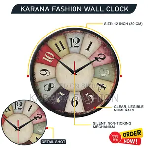 Karana Fashion (KW10) 12-Inch Vintage Rustic Wall Clock