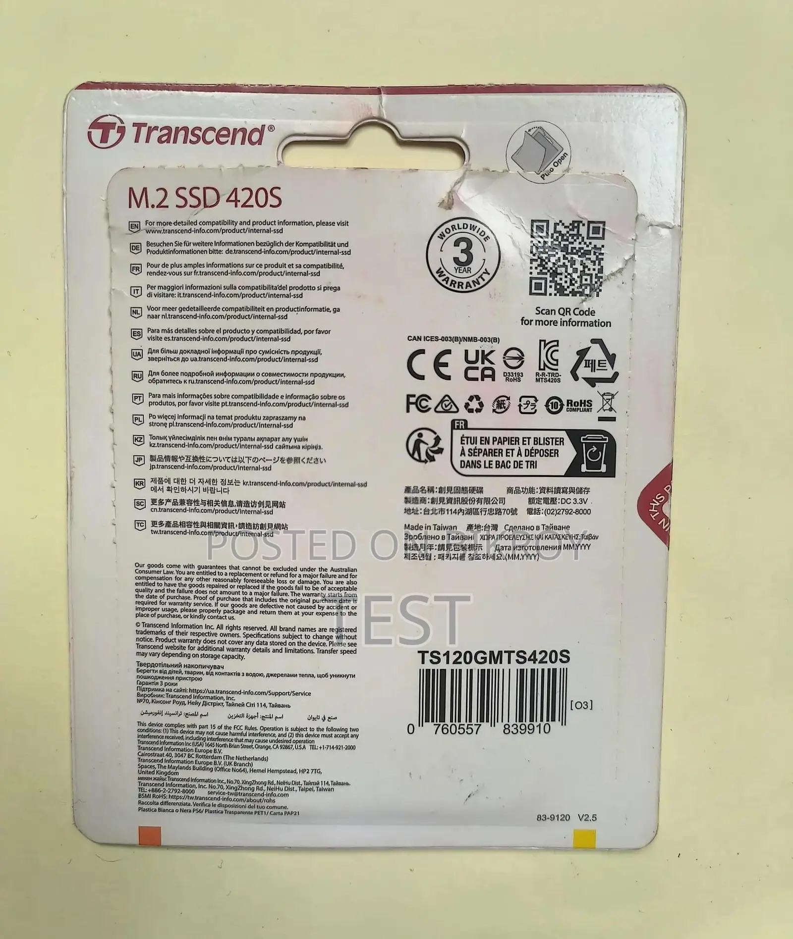 Transcend 120gb M.2 SSD Iii 6gb/S