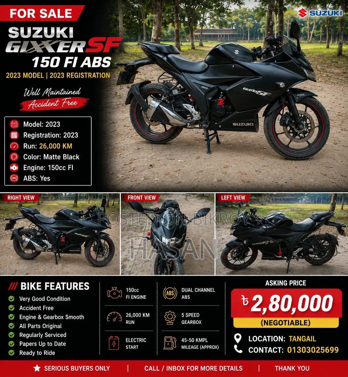 Suzuki Gixxer SF 2023 Black