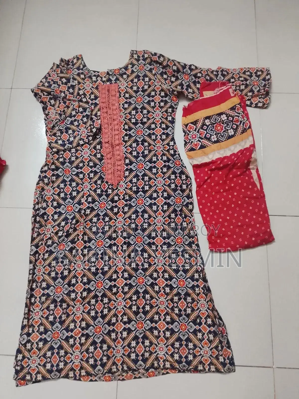 Trendy Palazzo Sleeve Cotton Kamiz and Matching Orna Set