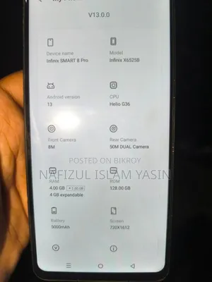 ইনফিনিক্স স্মার্ট ৮ ১২৮ জিবি ব্ল্যাক