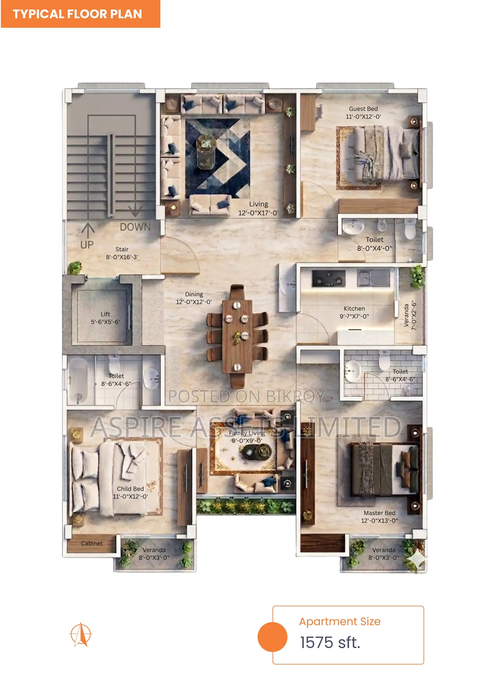 3-Bedroom Apartment in Bashundhara for Sale