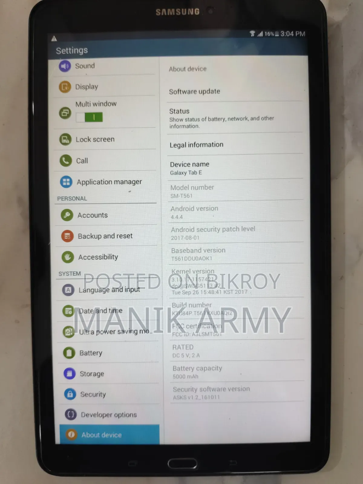 Samsung Galaxy Tab E 8.0 8 GB Black